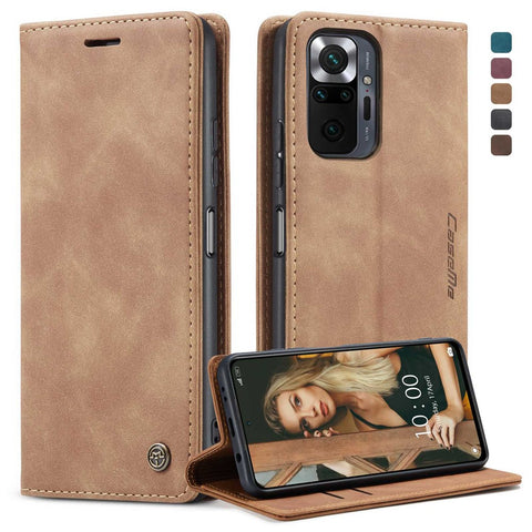 CASEME 013 Series Brief Design Automatic Suction Leather Wallet Case for Xiaomi Redmi Note 10 Pro 4G (India)/(Global)/Note 10 Pro Max