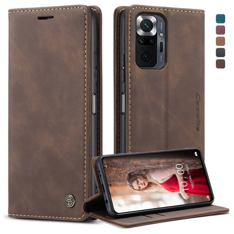 CASEME 013 Series Brief Design Automatic Suction Leather Wallet Case for Xiaomi Redmi Note 10 Pro 4G (India)/(Global)/Note 10 Pro Max