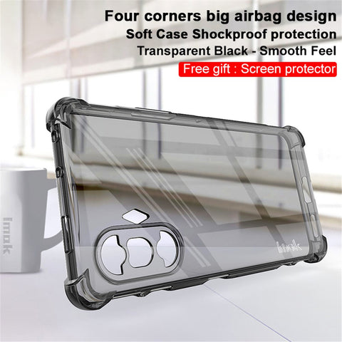 IMAK Full-Coverage Shock-Proof Sheer Flexible TPU Case with High Transparency Screen Protector for Xiaomi Redmi K40 Gaming