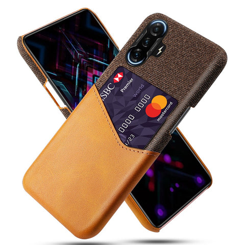 Shockproof Cloth + PU Leather Coated PC Phone Case Protector with Card Slot for Xiaomi Redmi K40 Gaming