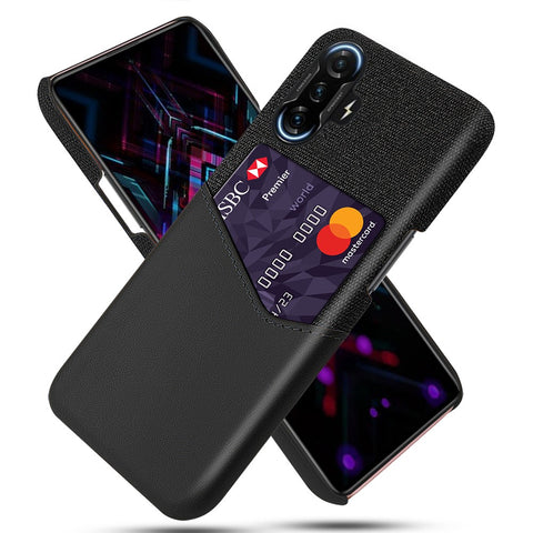 Shockproof Cloth + PU Leather Coated PC Phone Case Protector with Card Slot for Xiaomi Redmi K40 Gaming