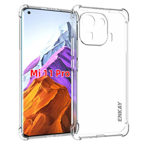 ENKAY HAT PRINCE Shockproof Transparent TPU Mobile Phone Case Cover with Anti-slip Strip for Xiaomi Mi 11 Pro