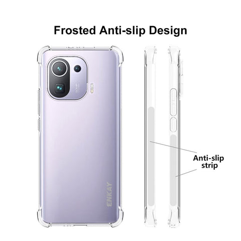 ENKAY HAT PRINCE Shockproof Transparent TPU Mobile Phone Case Cover with Anti-slip Strip for Xiaomi Mi 11 Pro