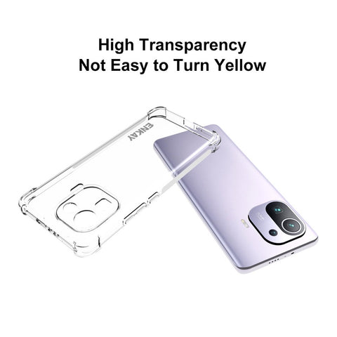 ENKAY HAT PRINCE Shockproof Transparent TPU Mobile Phone Case Cover with Anti-slip Strip for Xiaomi Mi 11 Pro