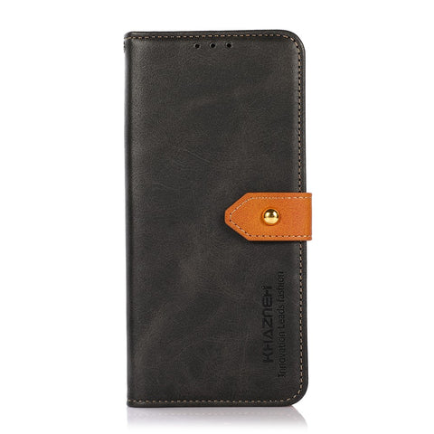 KHAZNEH Golden Magnetic Clasp Design Dual Color Leather Wallet Phone Case with Stand for Xiaomi Poco X3/Poco X3 Pro/Poco X3 NFC