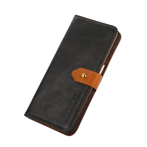 KHAZNEH Golden Magnetic Clasp Design Dual Color Leather Wallet Phone Case with Stand for Xiaomi Poco X3/Poco X3 Pro/Poco X3 NFC