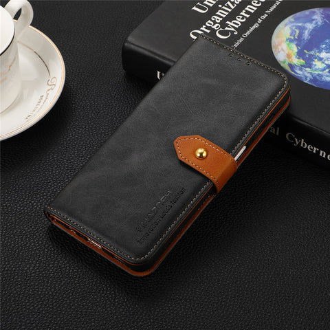 KHAZNEH Golden Magnetic Clasp Design Dual Color Leather Wallet Phone Case with Stand for Xiaomi Poco X3/Poco X3 Pro/Poco X3 NFC