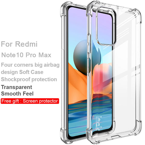 IMAK Full Body Rugged Soft TPU Cover Slim Shockproof Phone Bumper with Screen Protector for Xiaomi Redmi Note 10 Pro Max / Note 10 Pro 4G (Global) / Note 10 Pro 4G (India)
