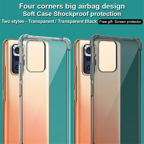IMAK Full Body Rugged Soft TPU Cover Slim Shockproof Phone Bumper with Screen Protector for Xiaomi Redmi Note 10 Pro Max / Note 10 Pro 4G (Global) / Note 10 Pro 4G (India)