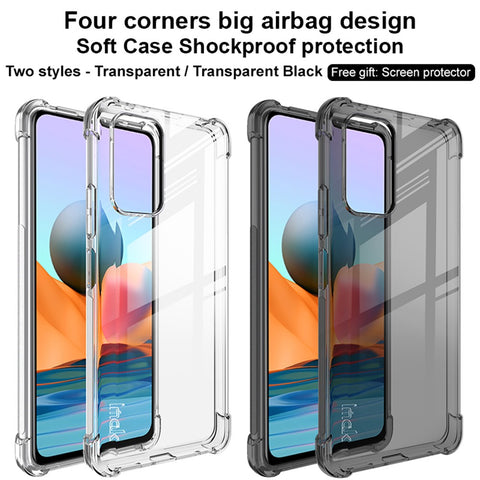 IMAK Full Body Rugged Soft TPU Cover Slim Shockproof Phone Bumper with Screen Protector for Xiaomi Redmi Note 10 Pro Max / Note 10 Pro 4G (Global) / Note 10 Pro 4G (India)
