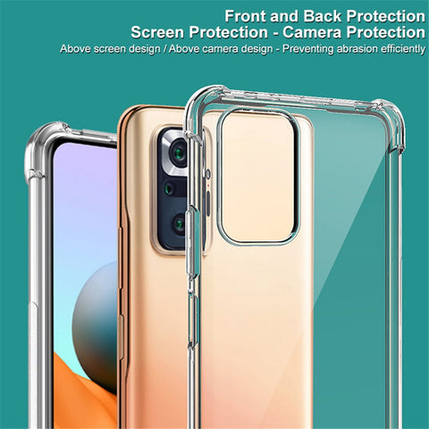 IMAK Full Body Rugged Soft TPU Cover Slim Shockproof Phone Bumper with Screen Protector for Xiaomi Redmi Note 10 Pro Max / Note 10 Pro 4G (Global) / Note 10 Pro 4G (India)