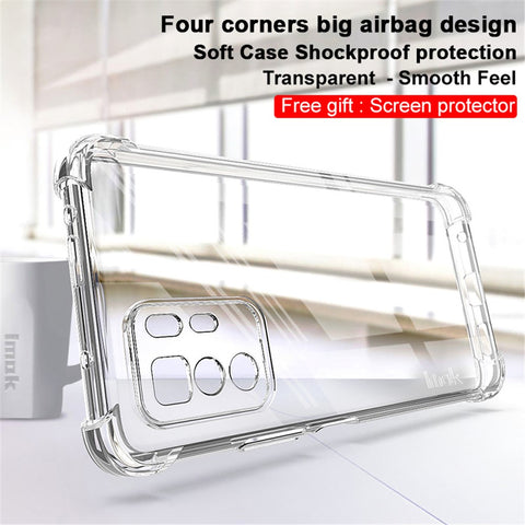 IMAK Full Body Protection Soft TPU Shockproof Protective Transparent Bumper Cover with Screen Protector Film for Xiaomi Redmi Note 10 Pro 5G (China) / Poco X3 GT