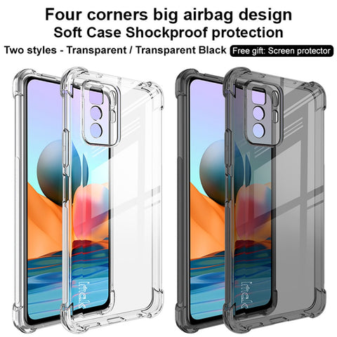 IMAK Full Body Protection Soft TPU Shockproof Protective Transparent Bumper Cover with Screen Protector Film for Xiaomi Redmi Note 10 Pro 5G (China) / Poco X3 GT