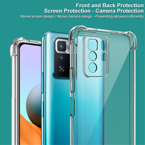 IMAK Full Body Protection Soft TPU Shockproof Protective Transparent Bumper Cover with Screen Protector Film for Xiaomi Redmi Note 10 Pro 5G (China) / Poco X3 GT
