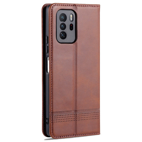 AZNS All-round Wallet Case Auto-absorbed Magnetic Leather Phone Stand Shell for Xiaomi Redmi Note 10 Pro 5G
