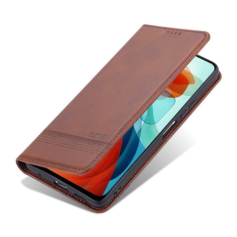 AZNS All-round Wallet Case Auto-absorbed Magnetic Leather Phone Stand Shell for Xiaomi Redmi Note 10 Pro 5G