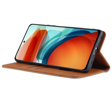 AZNS All-round Wallet Case Auto-absorbed Magnetic Leather Phone Stand Shell for Xiaomi Redmi Note 10 Pro 5G