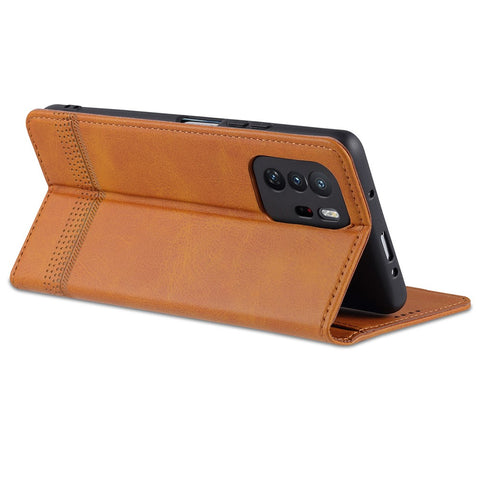 AZNS All-round Wallet Case Auto-absorbed Magnetic Leather Phone Stand Shell for Xiaomi Redmi Note 10 Pro 5G