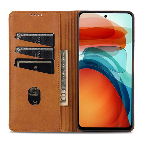 AZNS All-round Wallet Case Auto-absorbed Magnetic Leather Phone Stand Shell for Xiaomi Redmi Note 10 Pro 5G