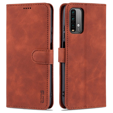 AZNS All-round Wallet Stand Design PU Leather Phone Cover Case for Xiaomi Redmi 9T/9 Power/Note 9 4G (Qualcomm Snapdragon 662)/Poco M3