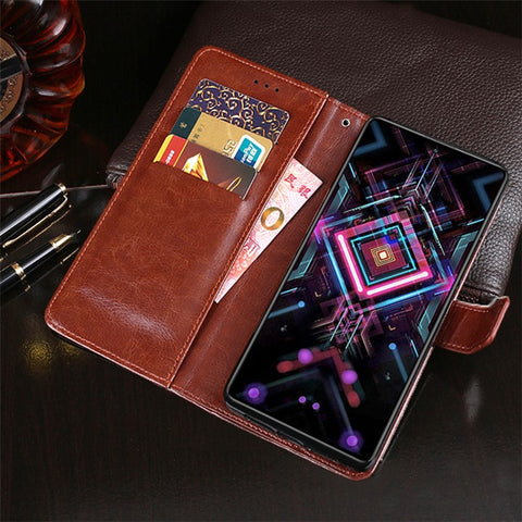 IDEWEI Crazy Horse Texture Flip Leather Phone Stand Case Cover with Wallet for Xiaomi Redmi K40 Gaming/Poco F3 GT