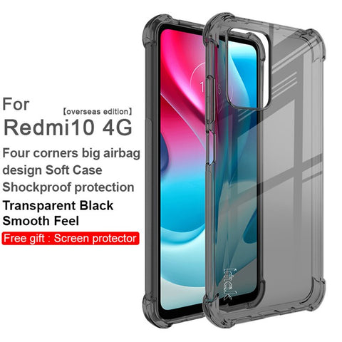 IMAK Reinforced Corners Airbag Transparent TPU Protective Back Case with Screen Protector for Xiaomi Redmi Note 11 4G (MediaTek)/Redmi 10 4G (2021)/Redmi 10 2022 4G/Redmi 10 Prime