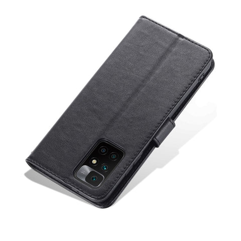 AZNS for Xiaomi Redmi 10 4G (2021)/Redmi 10 Prime/Redmi 10 2022 4G/Redmi Note 11 4G (MediaTek) PU Leather Anti-Drop Dual-Sided Magnetic Clasp Wallet Holder Design Phone Case