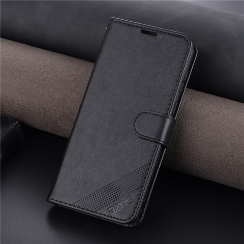 AZNS for Xiaomi Redmi 10 4G (2021)/Redmi 10 Prime/Redmi 10 2022 4G/Redmi Note 11 4G (MediaTek) PU Leather Anti-Drop Dual-Sided Magnetic Clasp Wallet Holder Design Phone Case