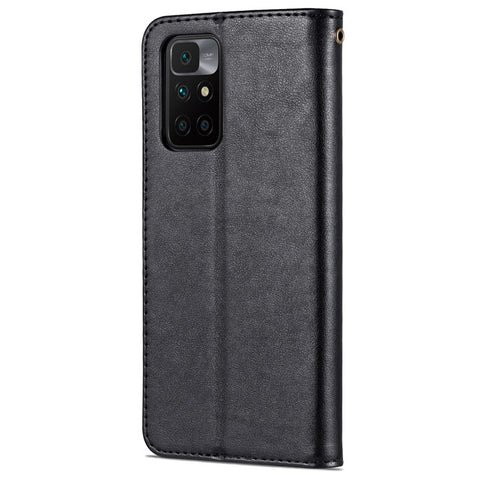 AZNS for Xiaomi Redmi 10 4G (2021)/Redmi 10 Prime/Redmi 10 2022 4G/Redmi Note 11 4G (MediaTek) PU Leather Anti-Drop Dual-Sided Magnetic Clasp Wallet Holder Design Phone Case