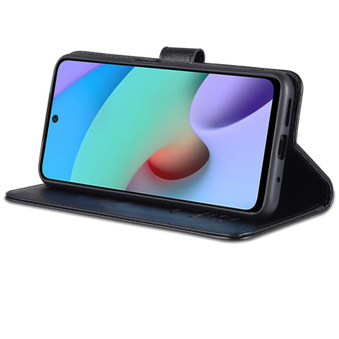 AZNS for Xiaomi Redmi 10 4G (2021)/Redmi 10 Prime/Redmi 10 2022 4G/Redmi Note 11 4G (MediaTek) PU Leather Anti-Drop Dual-Sided Magnetic Clasp Wallet Holder Design Phone Case