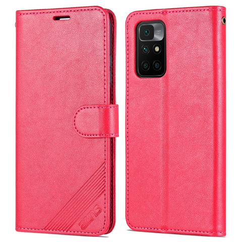 AZNS for Xiaomi Redmi 10 4G (2021)/Redmi 10 Prime/Redmi 10 2022 4G/Redmi Note 11 4G (MediaTek) PU Leather Anti-Drop Dual-Sided Magnetic Clasp Wallet Holder Design Phone Case