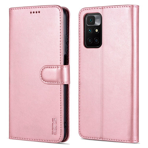 AZNS Leather Wallet Stand Phone Case Flip Card Slots Protected Fully Phone Shell for Xiaomi Redmi 10 4G (2021)/Redmi 10 2022 4G/Redmi Note 11 4G (MediaTek)/Redmi 10 Prime