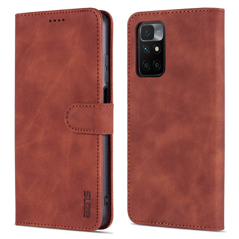 AZNS Leather Wallet Stand Phone Case Flip Card Slots Protected Fully Phone Shell for Xiaomi Redmi 10 4G (2021)/Redmi 10 2022 4G/Redmi Note 11 4G (MediaTek)/Redmi 10 Prime
