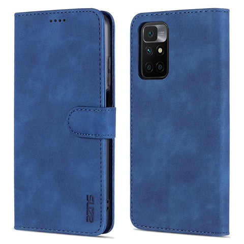 AZNS Leather Wallet Stand Phone Case Flip Card Slots Protected Fully Phone Shell for Xiaomi Redmi 10 4G (2021)/Redmi 10 2022 4G/Redmi Note 11 4G (MediaTek)/Redmi 10 Prime
