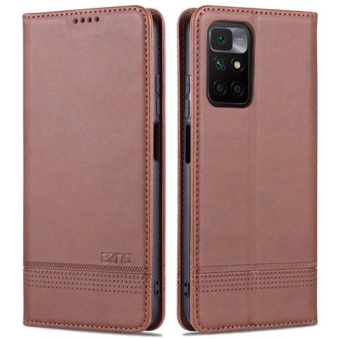 AZNS Durable Wallet Design PU Leather Shockproof Phone Cover Case for Xiaomi Redmi 10 4G (2021)/Redmi 10 2022 4G/Redmi Note 11 4G (MediaTek)/Redmi 10 Prime