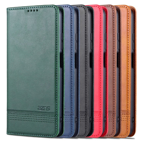 AZNS Durable Wallet Design PU Leather Shockproof Phone Cover Case for Xiaomi Redmi 10 4G (2021)/Redmi 10 2022 4G/Redmi Note 11 4G (MediaTek)/Redmi 10 Prime