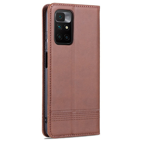AZNS Durable Wallet Design PU Leather Shockproof Phone Cover Case for Xiaomi Redmi 10 4G (2021)/Redmi 10 2022 4G/Redmi Note 11 4G (MediaTek)/Redmi 10 Prime