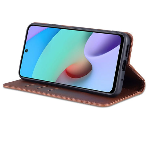 AZNS Durable Wallet Design PU Leather Shockproof Phone Cover Case for Xiaomi Redmi 10 4G (2021)/Redmi 10 2022 4G/Redmi Note 11 4G (MediaTek)/Redmi 10 Prime