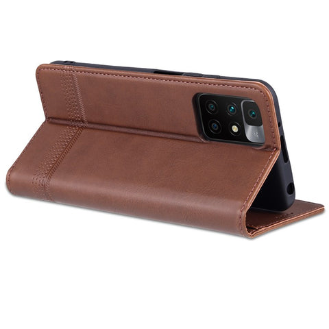 AZNS Durable Wallet Design PU Leather Shockproof Phone Cover Case for Xiaomi Redmi 10 4G (2021)/Redmi 10 2022 4G/Redmi Note 11 4G (MediaTek)/Redmi 10 Prime