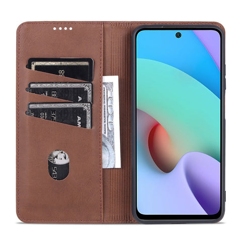 AZNS Durable Wallet Design PU Leather Shockproof Phone Cover Case for Xiaomi Redmi 10 4G (2021)/Redmi 10 2022 4G/Redmi Note 11 4G (MediaTek)/Redmi 10 Prime