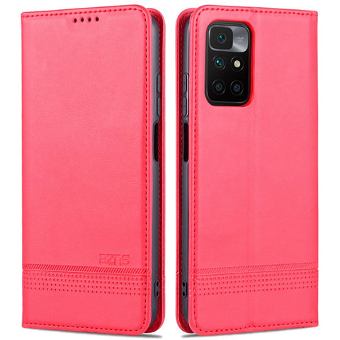 AZNS Durable Wallet Design PU Leather Shockproof Phone Cover Case for Xiaomi Redmi 10 4G (2021)/Redmi 10 2022 4G/Redmi Note 11 4G (MediaTek)/Redmi 10 Prime