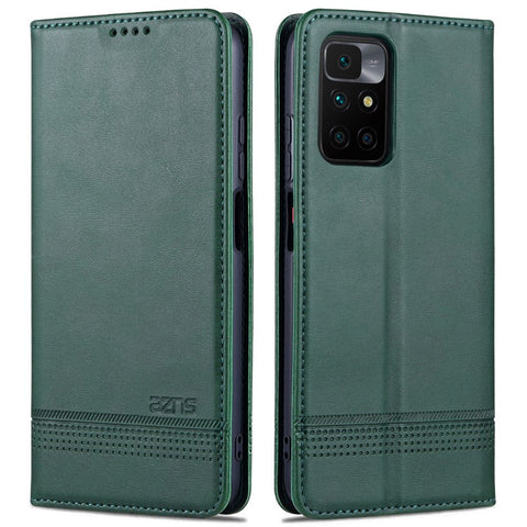 AZNS Durable Wallet Design PU Leather Shockproof Phone Cover Case for Xiaomi Redmi 10 4G (2021)/Redmi 10 2022 4G/Redmi Note 11 4G (MediaTek)/Redmi 10 Prime