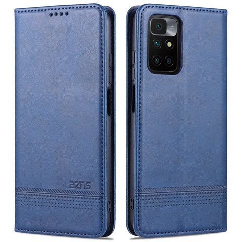 AZNS Durable Wallet Design PU Leather Shockproof Phone Cover Case for Xiaomi Redmi 10 4G (2021)/Redmi 10 2022 4G/Redmi Note 11 4G (MediaTek)/Redmi 10 Prime