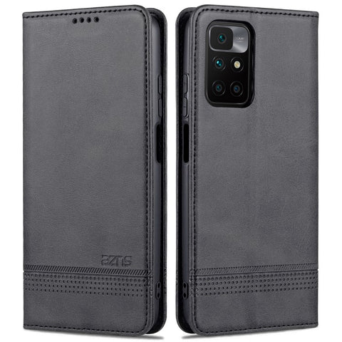 AZNS Durable Wallet Design PU Leather Shockproof Phone Cover Case for Xiaomi Redmi 10 4G (2021)/Redmi 10 2022 4G/Redmi Note 11 4G (MediaTek)/Redmi 10 Prime