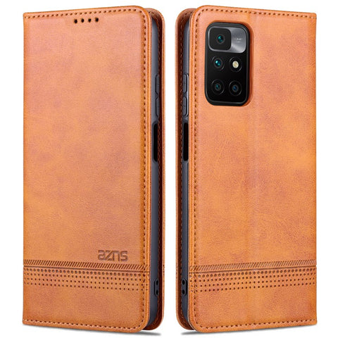 AZNS Durable Wallet Design PU Leather Shockproof Phone Cover Case for Xiaomi Redmi 10 4G (2021)/Redmi 10 2022 4G/Redmi Note 11 4G (MediaTek)/Redmi 10 Prime