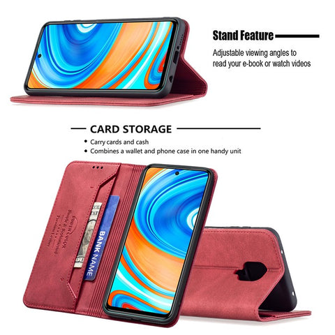 BINFEN COLOR Auto-absorbed Shockproof Scratch Resistant Anti-swiping Design TPU + PU Leather Phone Case Stand Cover for Xiaomi Redmi Note 9 Pro Max / Redmi Note 9 Pro / Redmi Note 9S