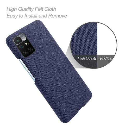 Phone Cover Well-Protected Cloth Coated Plastic Phone Case for Xiaomi Redmi Note 11 4G (MediaTek) / 10 4G (2021) / 10 2022 4G