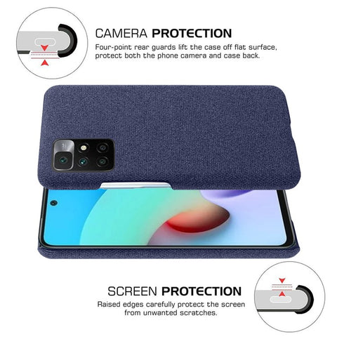 Phone Cover Well-Protected Cloth Coated Plastic Phone Case for Xiaomi Redmi Note 11 4G (MediaTek) / 10 4G (2021) / 10 2022 4G