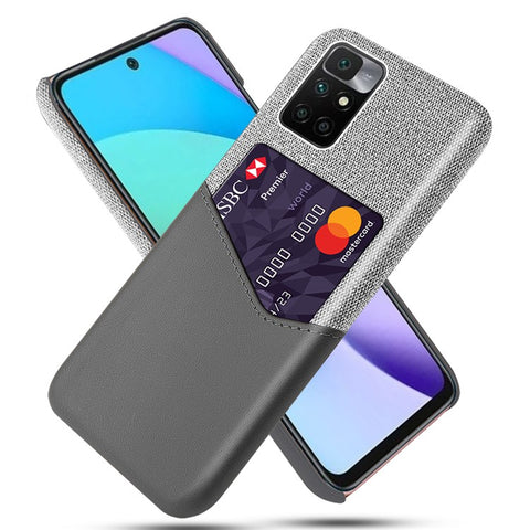 Cloth Texture PU Leather + PC Card Slot Hybrid Phone Case Protective Shell for Xiaomi Redmi Note 11 4G (MediaTek) / 10 4G (2021) / 10 2022 4G