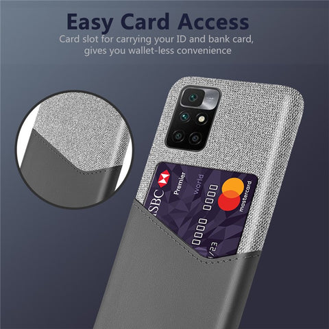 Cloth Texture PU Leather + PC Card Slot Hybrid Phone Case Protective Shell for Xiaomi Redmi Note 11 4G (MediaTek) / 10 4G (2021) / 10 2022 4G